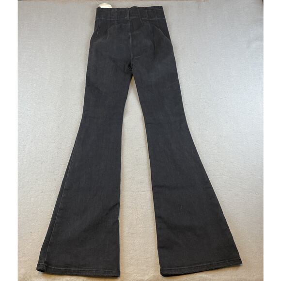 We the Free People Jayde Flare Bell Bottom Jeans Woimens Sz 25 Black Denim - Picture 7 of 12